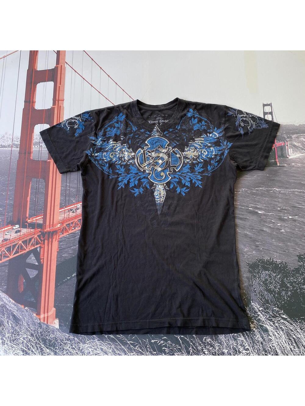 Y2K Xtreme Couture by Affliction Sz Large Tee Georges St. Pierre Leaf Cross USA